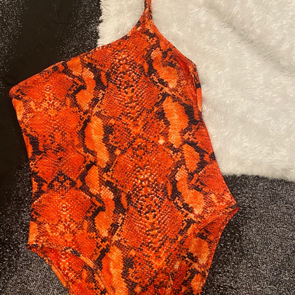 Princess Polly orange snake skin body suit